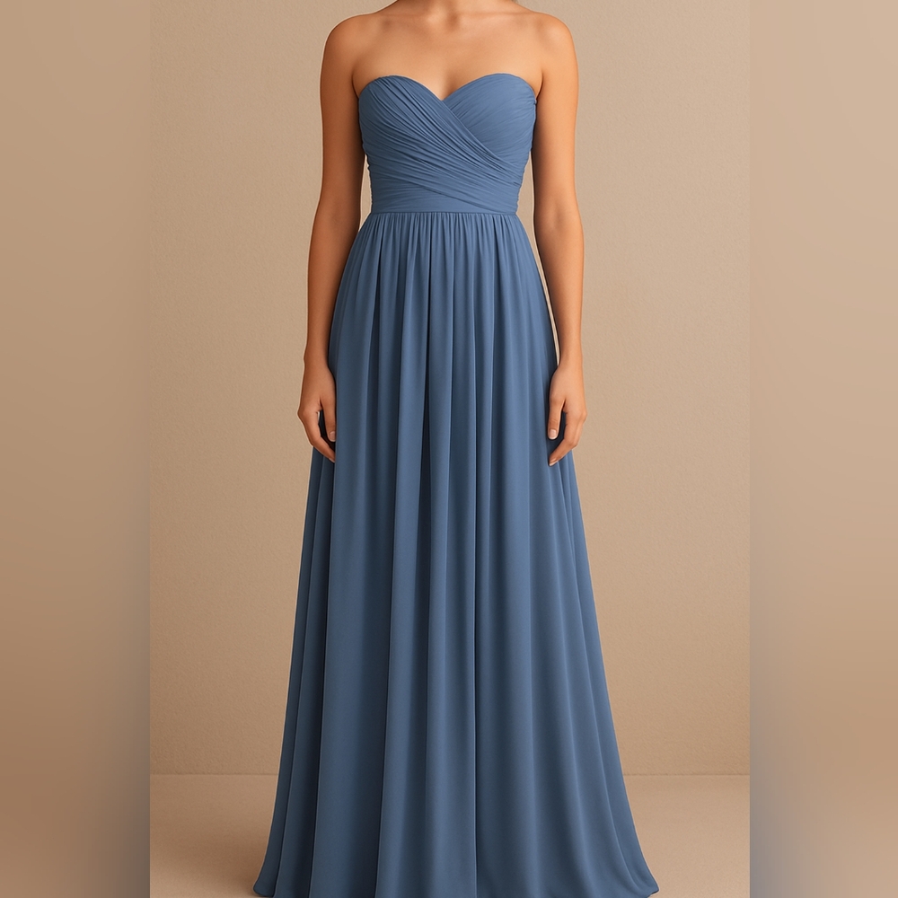 David's Bridal Soft Blue Maxi Dress